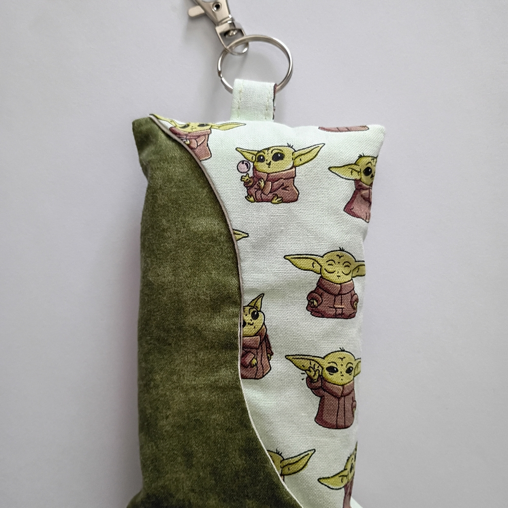 Green and White Baby Yoda Keychain Pouch